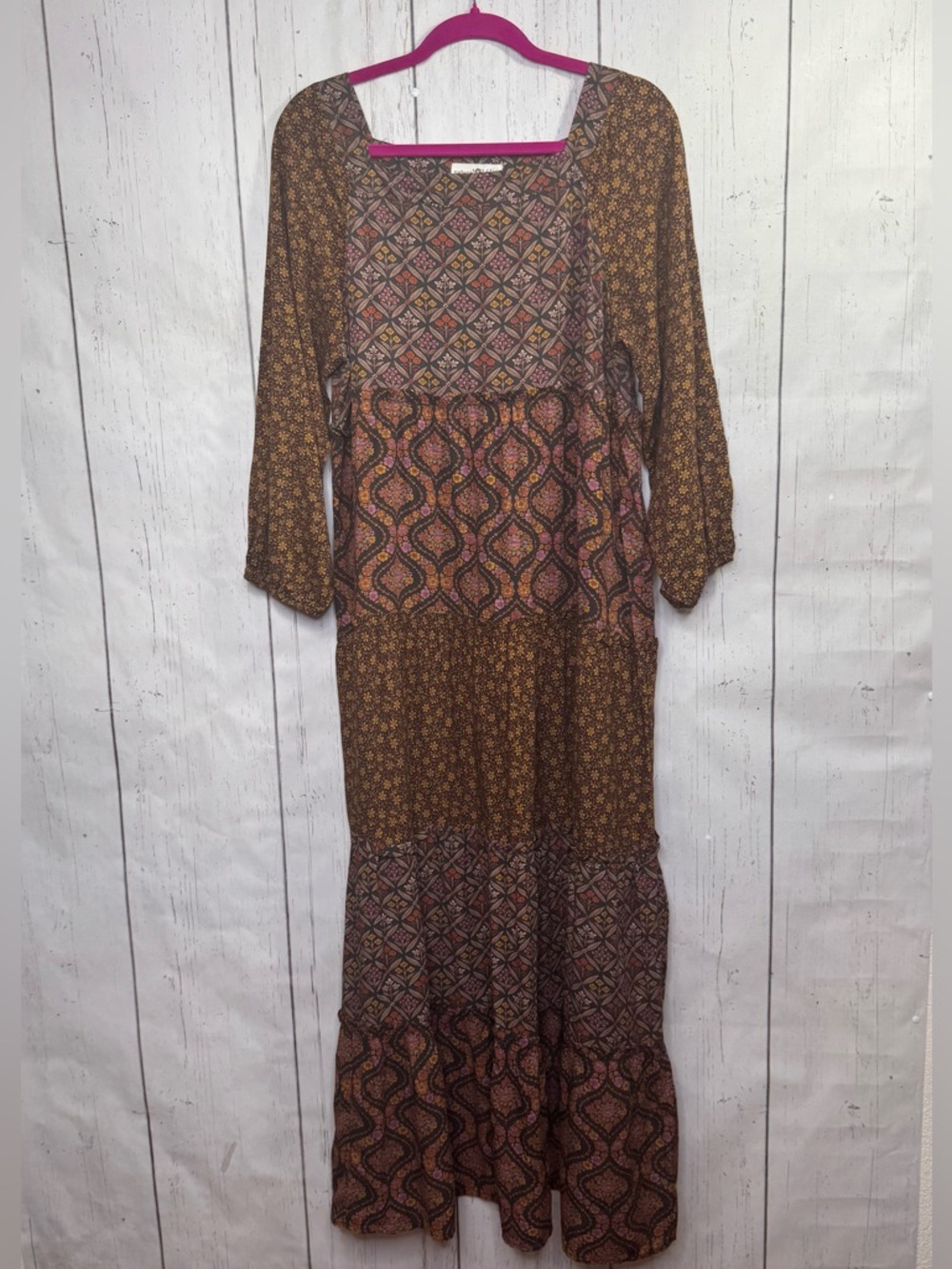 NATURAL LIFE Brown Patterned Boho Maxi Dress